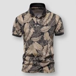 AIOPESON Official Store Men's Apparels Sky Madrid Leaf Polo Shirt