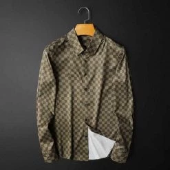 ColorHalo Store Men's Apparels Sky Madrid Checkered Long Sleeve Shirt