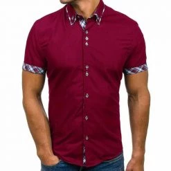 Na Housekeeper Store Sky Madrid Slim Plaid Short Sleeve Shirt