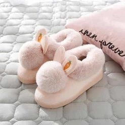 RASS PLE Official Store Women's Apparels Sky Madrid Rabbit Ear Plush Slippers
