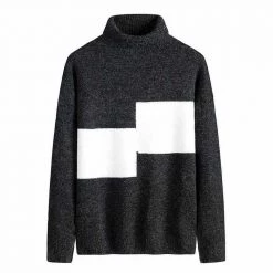 ASALI Casual Men's Store Saint Morris Patchwork Turtleneck Sweater Men's Apparels