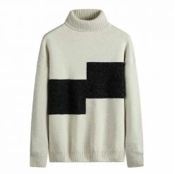 ASALI Casual Men's Store Saint Morris Patchwork Turtleneck Sweater Men's Apparels