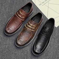 Allayu Store Men's Apparels Casual Leather Derby