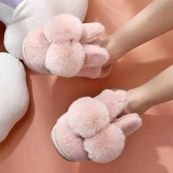 RASS PLE Official Store Sky Madrid Rabbit Ear Fluffy Slippers Women's Apparels
