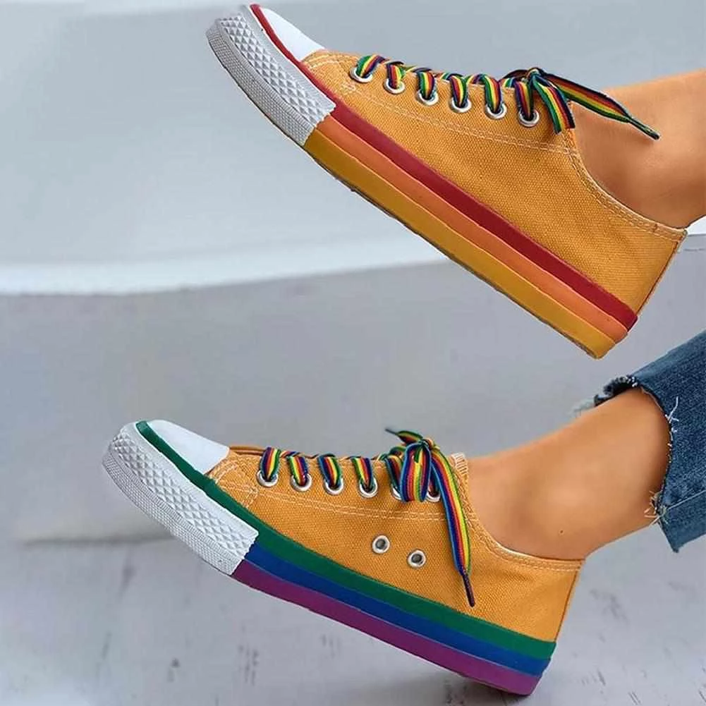 KHTAA Stylish Store North Royal Colorful Low-Top Canvas Sneakers Women's Apparels 4 KHTAA Stylish Store North Royal Colorful Low-Top Canvas Sneakers Women's Apparels