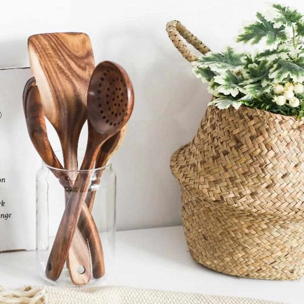 Zoe's Little Store Teak Kitchen Utensil Set (7 Pcs) 6 Zoe's Little Store Teak Kitchen Utensil Set (7 Pcs)