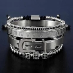 ZAER Store Stainless Steel Beaded Bracelet Set