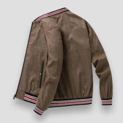 Acong Store Sky Madrid Plaid Baseball Jacket Men's Apparels