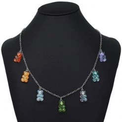 Mo Shang Jewelry Store Sky Madrid Teddy Bear Pendant Necklace Women's Apparels