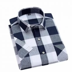 Yubanyuxin Advanced Store North Royal Short Sleeve Plaid Shirt Men's Apparels