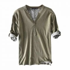 Moringcute Store North Royal 3/4 Button-Up Shirt Men's Apparels