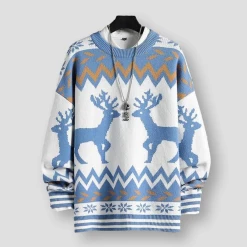 SHiONFA Store Sky Madrid Deer Knitted Pullover