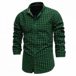 NEGIZBER Trend Store Sky Madrid Checkered Long Sleeve Shirt Men's Apparels