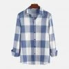 LingJun Store Saint Morris Plaid Button-Down Long Sleeve Shirt Men's Apparels