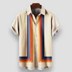 HJfeiyi Store Men's Apparels Saint Morris Striped Graphic Shirt