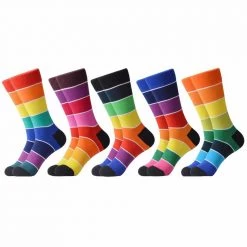 Sanzetti Official Store Men's Apparels Rainbow Striped Ankle Socks (5 Pairs)