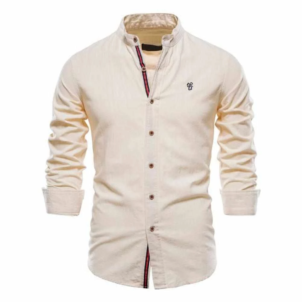 NEGIZBER Trend Store Sky Madrid Linen Long Sleeve Shirt 4 NEGIZBER Trend Store Sky Madrid Linen Long Sleeve Shirt