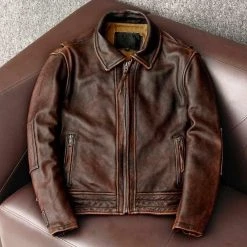 BIKER JACKET Store Saint Morris Leather Biker Zip Jacket Men's Apparels