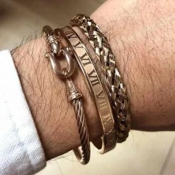 Sunny Trendy Men's Apparels Stainless Steel Roman Braided Bracelet Set 8 Sunny Trendy Men's Apparels Stainless Steel Roman Braided Bracelet Set