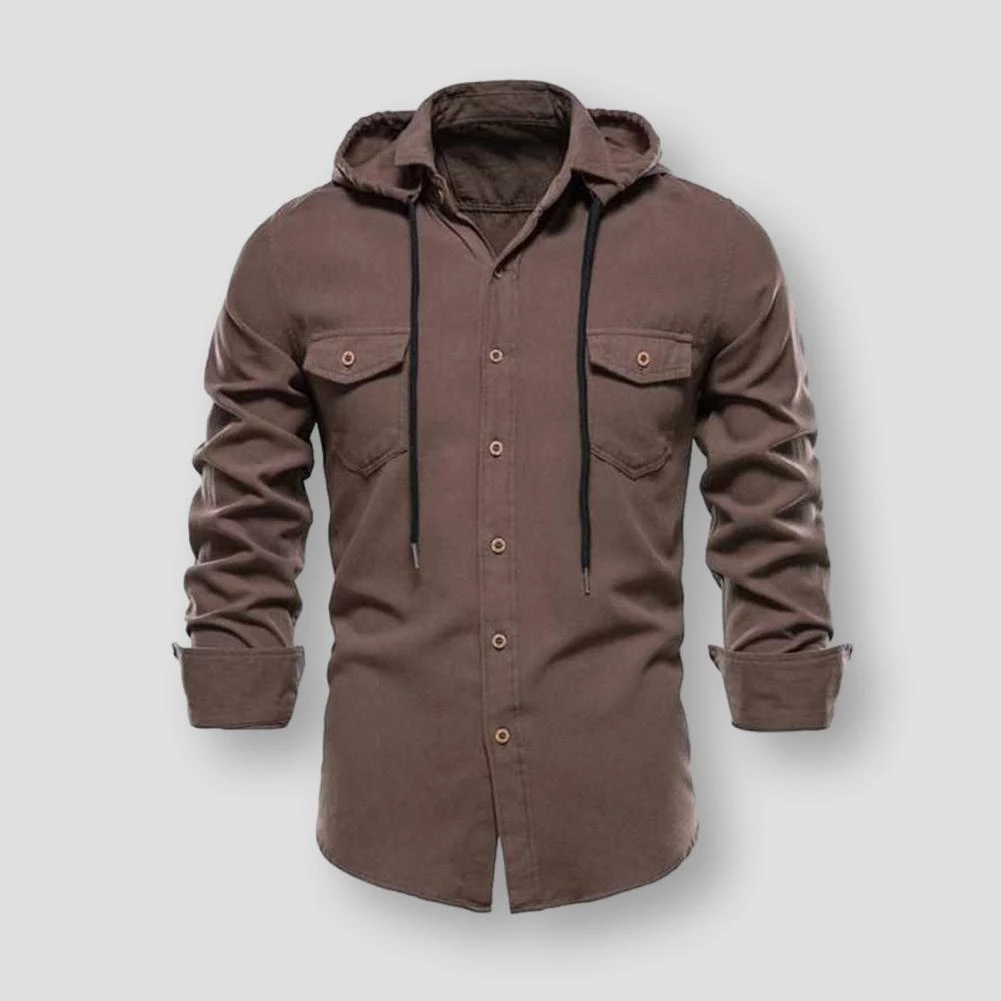 NEGIZBER Trend Store North Royal Hooded Button-Up Shirt Men's Apparels 6 NEGIZBER Trend Store North Royal Hooded Button-Up Shirt Men's Apparels