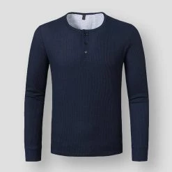 MensFashion Store Sky Madrid Long Sleeve Henley Shirt