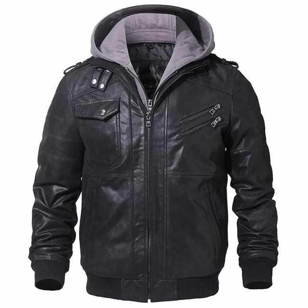 FLAVOR LEATHER JACKETS Men's Apparels Sky Madrid Hooded Leather Jacket 6 FLAVOR LEATHER JACKETS Men's Apparels Sky Madrid Hooded Leather Jacket