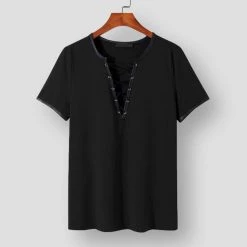 Micomico Store Men's Apparels Sky Madrid Nivelles Lace-Up Shirt 7 Micomico Store Men's Apparels Sky Madrid Nivelles Lace-Up Shirt