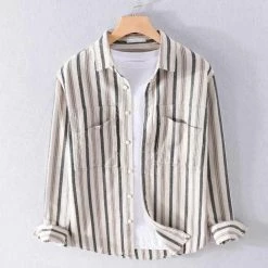 Cotton Linen Store Sky Madrid Barbuda Striped Shirt Men's Apparels