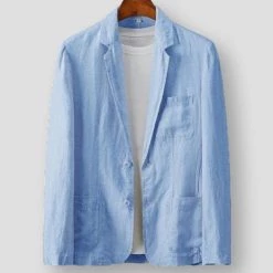Trendy Persons Store Sky Madrid Pocket Linen Blazer Men's Apparels