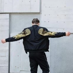 CeCe823 Store Golden Angel Wings Flight Jacket