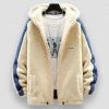 Anbican Trends Store Sky Madrid Striped Fleece Hooded Jacket