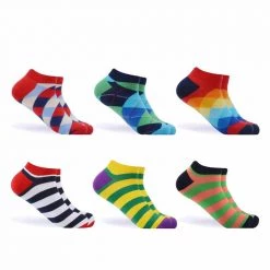 Sanzetti Factory Store Men's Apparels Colorful Ankle Socks (6 Pair)