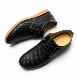 BUVAZIK Official Store Perforated Genuine Leather Derby Shoes Men's Apparels