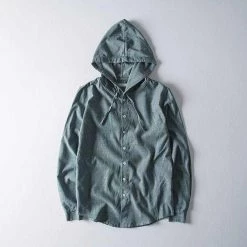 China Cloth Sky Madrid Button-Up Hooded Shirt Men's Apparels