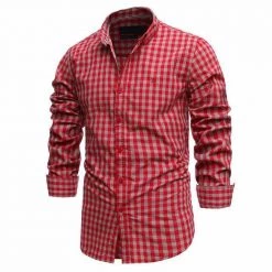 NEGIZBER Trend Store Sky Madrid Checkered Long Sleeve Shirt Men's Apparels