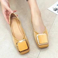 LIMEIKE Store Square Toe Vegan Leather Sandals