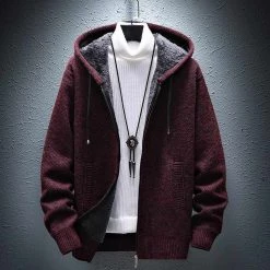TWILIGHTBEAR Store North Royal Hooded Wool Cardigan Men's Apparels