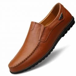 JKPUDUN Official Store Sky Madrid Leather Driving Slip-on Shoes Men's Apparels