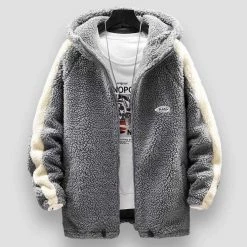 Anbican Trends Store Sky Madrid Striped Fleece Hooded Jacket