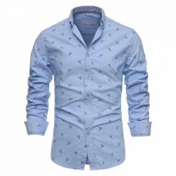 AIOPESON MEN'S Store Men's Apparels Sky Madrid Oxford Long-Sleeve Shirt