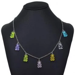 Mo Shang Jewelry Store Sky Madrid Teddy Bear Pendant Necklace Women's Apparels