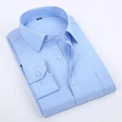 QISHA MEN SHIRT Store Sky Madrid Smart Button-Up Shirt