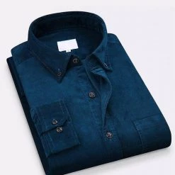 Shop412624 Store North Royal Long Sleeve Corduroy Pocket Shirt Men's Apparels