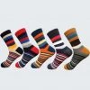 FYYPIIN Light Up The World Boutique Store Weekend Striped Socks (5 Pairs) Men's Apparels