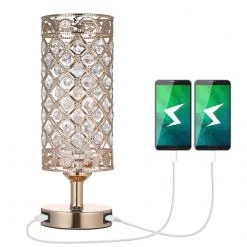 Shinning Light Store Saint Morris Crystal USB Charging Table Lamp Home