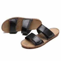 Abnkarwin Factory Store Sky Madrid Leather Double-Strap Sandals Men's Apparels