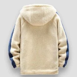 Anbican Trends Store Sky Madrid Striped Fleece Hooded Jacket