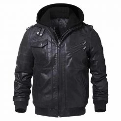 FLAVOR LEATHER JACKETS Men's Apparels Sky Madrid Hooded Leather Jacket 11 FLAVOR LEATHER JACKETS Men's Apparels Sky Madrid Hooded Leather Jacket