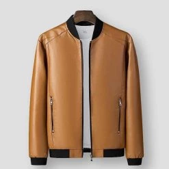 HAWAIFISH Outfit Store Men's Apparels Sky Madrid Leather Slim Biker Jacket