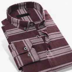 Donghuan Overseas Store Sky Madrid Button-Down Striped Shirt Men's Apparels